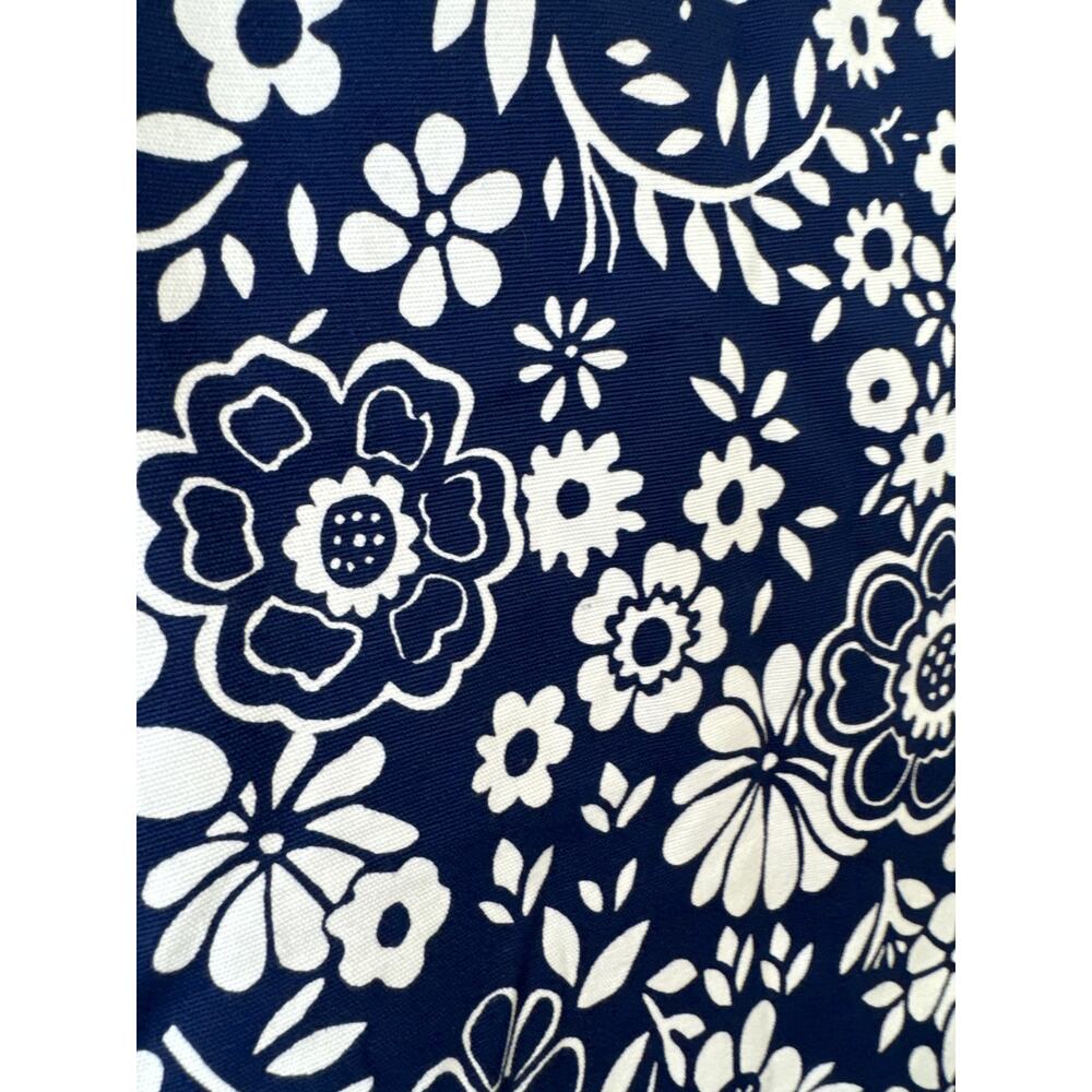 Talbots Women 2P Navy Blue White Floral Lined Classic Cotton A-Line‎ Skirt - Picture 3 of 6